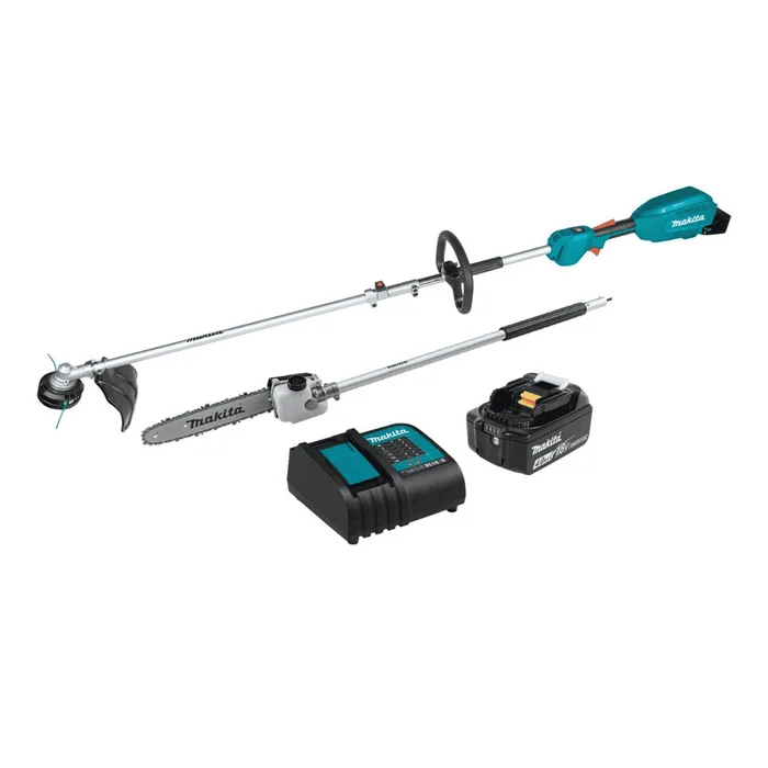 Makita XUX02SM1X4 18V LXT Lithium-Ion Brushless Cordless Couple Shaft Power Head Kit w/String Trimmer & 10 in. Pole Saw Attachments 4.0Ah