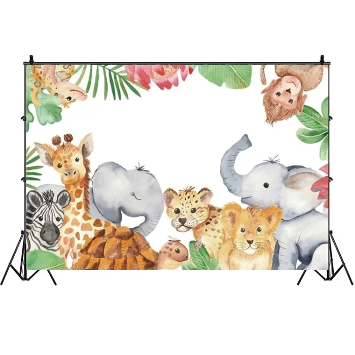 MDT09565 1.5m x 1m Animal Forest Cartoon Birthday Party Banquet Decoration Photo Background Cloth