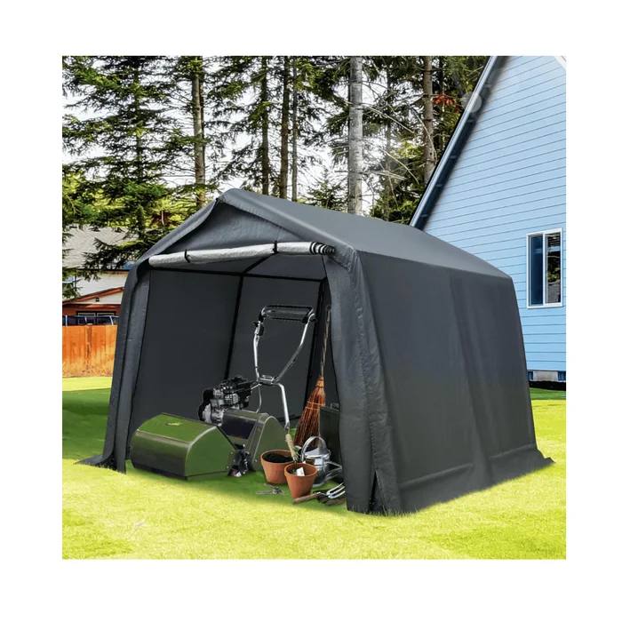 Mellcom 10×10 ft Outdoor Storage Tent, Tool Shed, Carport, Portable Garage for Patio, Garden, Grey