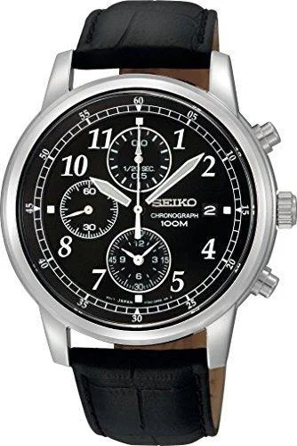 Men’s Stainless Steel Quartz Chronograph Black Dial Strap