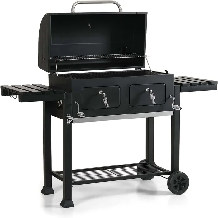 MFSTUDIO Extra Large Charcoal BBQ Grill with Easy Clean Full Size Ash Tray and Adjustable Charcoal Plate, Black