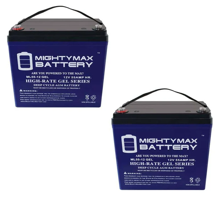 MIGHTY MAX BATTERY MAX3535318 12V 55AH GEL Battery for Quantum QG edge 2.0 Power Chair – 2 Pack