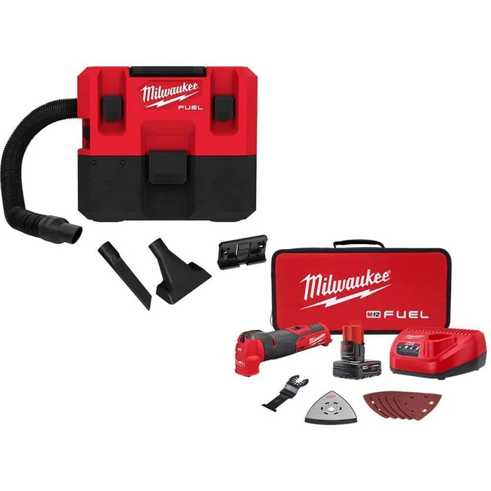 Milwaukee 0960-20-2526-21XC M12 FUEL 12-Volt Lithium-Ion Cordless 1.6 Gal. Wet/Dry Vacuum with M12 FUEL Cordless Oscillating Multi-Tool Kit