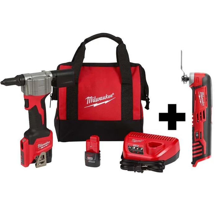 Milwaukee 2550-22-2426-20 M12 12-Volt Lithium-Ion Cordless Rivet Tool Kit with Free M12 Multi-Tool