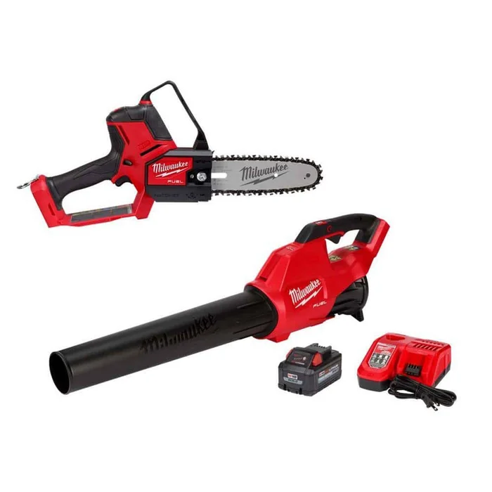Milwaukee 2724-21HD-3004-20 M18 FUEL 120 MPH 450 CFM 18V Lithium-Ion Brushless Cordless Blower w/M18 HATCHET Pruning Saw, 8.0 Ah Battery, Charger