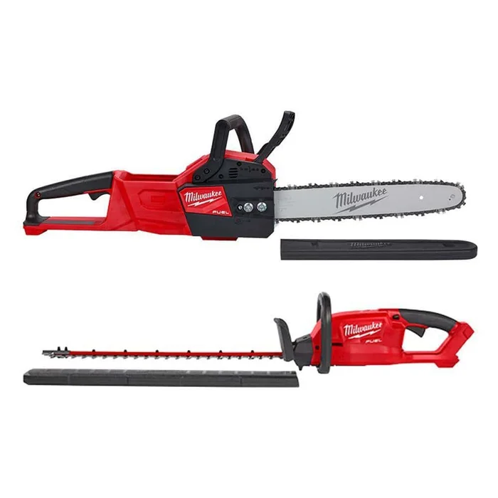 Milwaukee 2727-20C-2726-20 M18 FUEL 14 in. 18V Lithium-Ion Brushless Battery Electric Chainsaw & Electric Battery Hedge Trimmer (2-Tool)