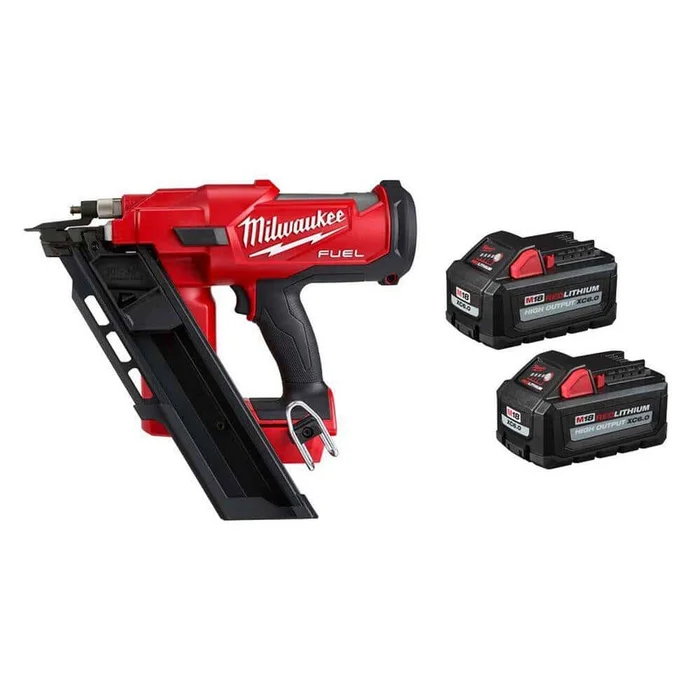 Milwaukee 2745-20-48-11-1862 M18 FUEL 3-1/2 in. 18-Volt 30-Degree Lithium-Ion Brushless Cordless Framing Nailer w/2-Pack of 6.0ah Batteries