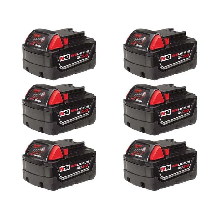 Milwaukee 48-11-1822X6 M18 18-Volt Lithium-Ion XC Extended Capacity Battery Pack 3.0Ah (6-Pack)