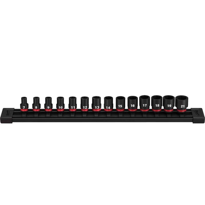 Milwaukee 49-66-7007 SHOCKWAVE 3/8 in. Drive Metric 6 Point Impact Socket Set (14-Piece)