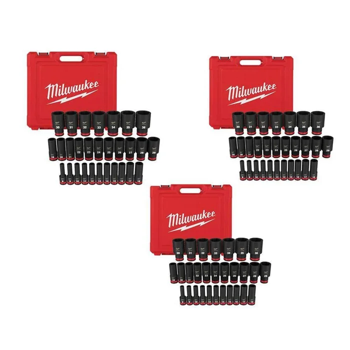 Milwaukee 49-66-7015-49-66-7015-49-66-7015 SHOCKWAVE 1/2 in. Drive Metric 6 Point Impact Socket Set (87-Piece)