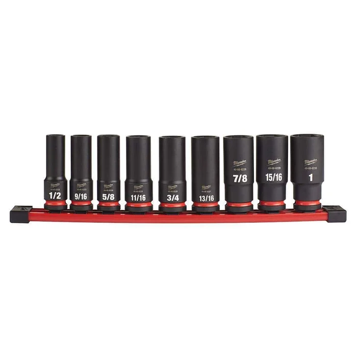 Milwaukee 49-66-7022 SHOCKWAVE Impact Duty 1/2 in. Drive SAE Deep Well Impact Socket Set (9-Piece)