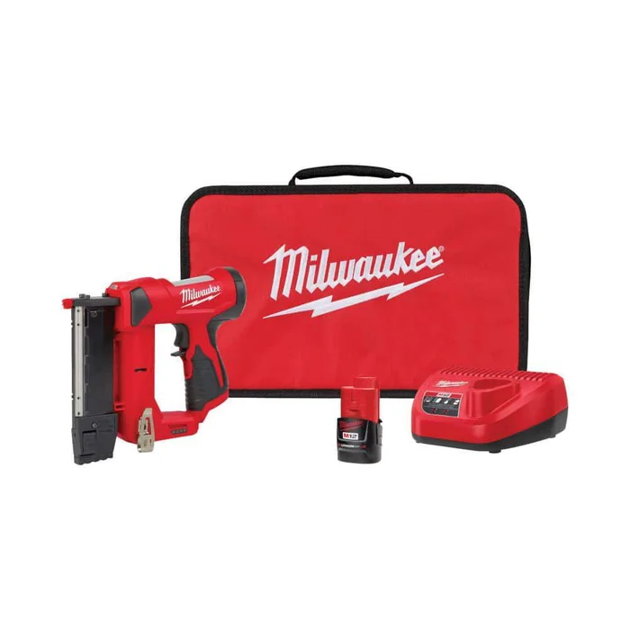 Milwaukee M12 12-Volt 23-Gauge Lithium-Ion Cordless Pin Nailer Kit with 1.5 Ah Battery, Charger and Tool Bag 2540-21