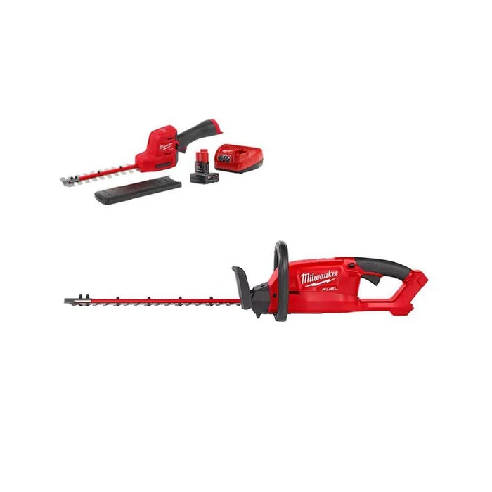 Milwaukee M12 FUEL 8 in. 12V Lithium-Ion Brushless Cordless Hedge Trimmer Kit with M18 FUEL 18 in. Hedge Trimmer (2-Tool)