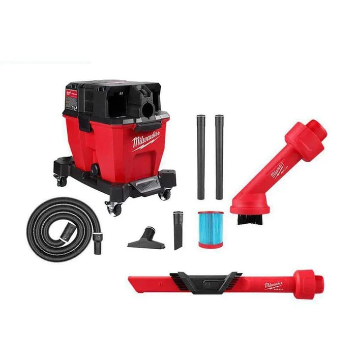 Milwaukee M18 FUEL 9 Gal. Cordless Dual-Battery Wet/Dry Shop Vacuum with AIR-TIP 1-1/4 in. – 2-1/2 in. Brush and Crevice Tools