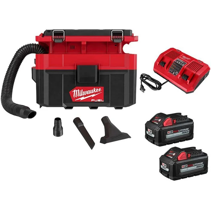 Milwaukee M18 FUEL PACKOUT 18-Volt Lithium-Ion Cordless 2.5 Gal. Wet/Dry Vacuum with 2 M18 HIGH OUTPUT 6.0Ah Batteries and Charger