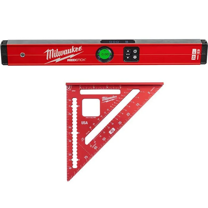 Milwaukee MLDIG24-MLSQ070 24 in. REDSTICK Digital Box Level with Pin-Point Measurement Technology and 7 in. Rafter Square