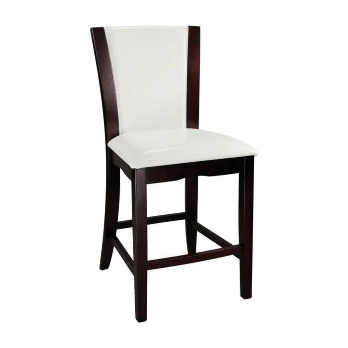 Modern Contemporary Counter Height Chairs Set of 2 White Faux Leather Upholstered Espresso Finish GL-B011P255725