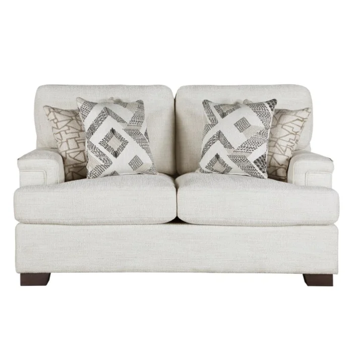 Modern Elegance Comfort Loveseat Cream Chenille Fabric Upholstery Decorative Pillows Solid Wood GL-B011P256683