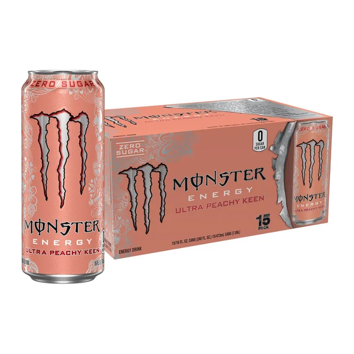 Monster Energy Ultra Peachy Keen, Sugar Free Energy Drink, 16 oz (Pack of 15)