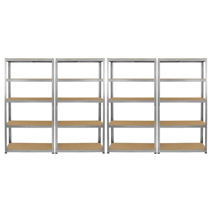 Monster Racking 4 x Galwix Steel Shelving, 175kg/shelf, 90 x 30 x 180cm, 5 Tier Galvanised Storage Bays