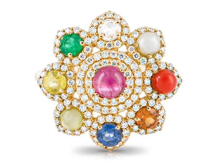 Multi-Gem & Diamond Cocktail Ring