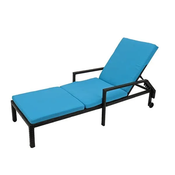 National Outdoor Living Poly-lumber Frame Stationary Chaise Lounge Chair with Blue Cushioned Seat