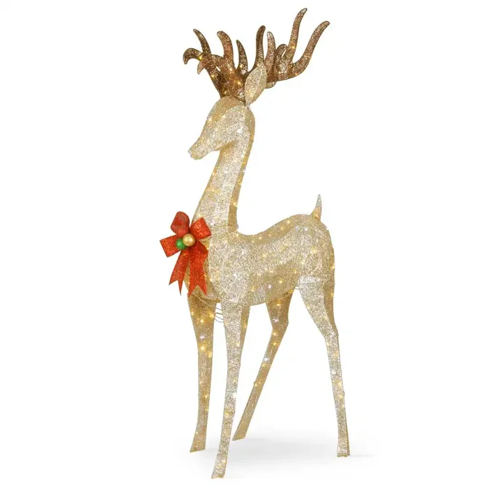 National Tree Company 74-in Reindeer Free Standing Decoration with White LED Lights