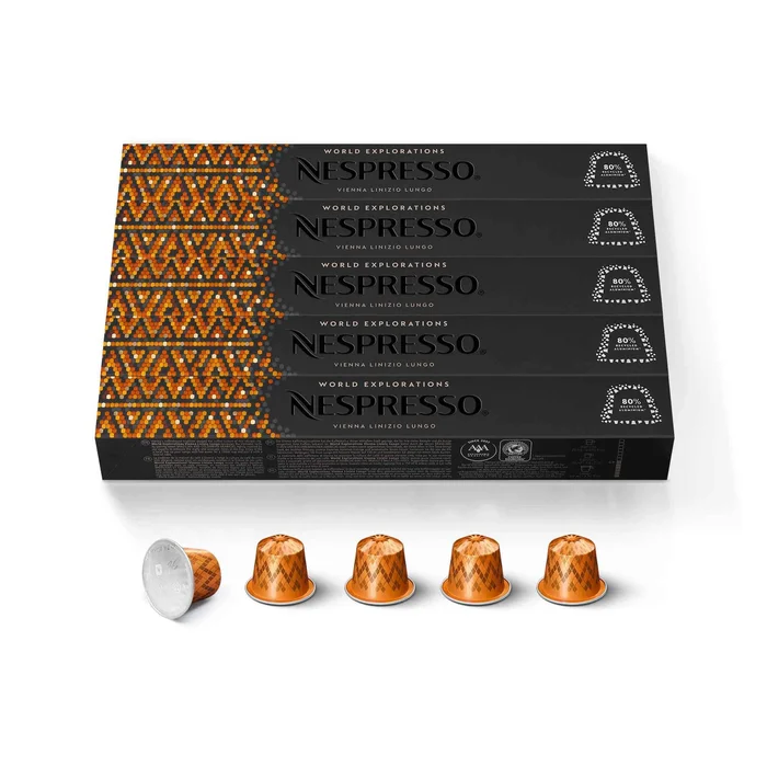 Nespresso Capsules Original Line, Vienna Lungo, Medium Roast Coffee, 50-Count Espresso Coffee Pods