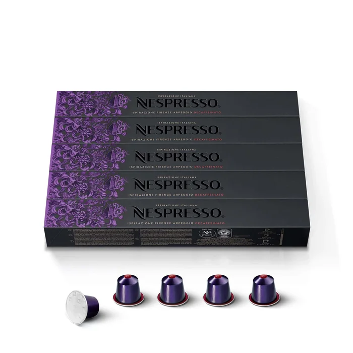 Nespresso Capsules OriginalLine, Arpeggio Decaffeinato, Dark Roast Espresso Coffee, 50-Count Espresso Coffee Pods