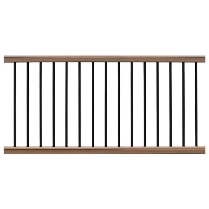 NewTechWood CAN-636RK-ALU-ZX-TK Ultrashield Hemispheres 36 in. x 3 in. x 6 ft. Peruvian Teak Composite Railing Kit