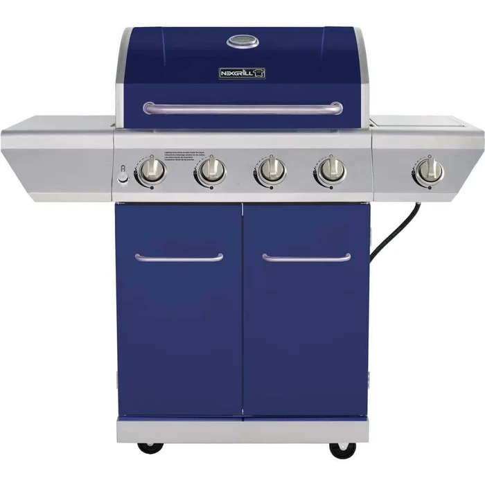 Nexgrill 720-0830HM 4-Burner Propane Gas Grill in Blue with Side Burner