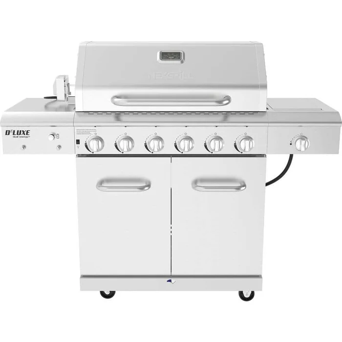 Nexgrill 720-0896X 6-Burner Propane Gas Grill in Stainless Steel with Ceramic Searing Side Burner and Rotisserie Kit