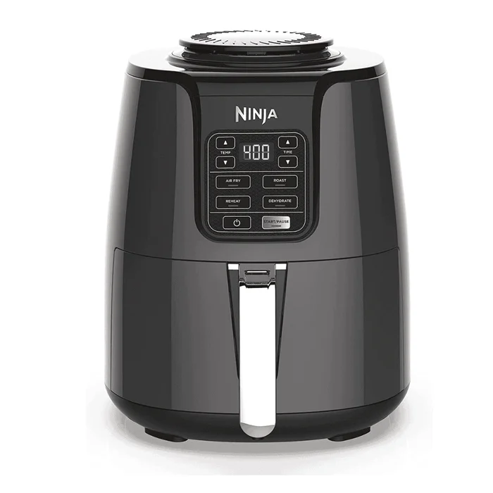 Ninja AF101 Air Fryer that Crisps, Roasts, Reheats, & Dehydrates, for Quick, Easy Meals, 4 Quart Capacity, & High Gloss Finish, Black/Grey