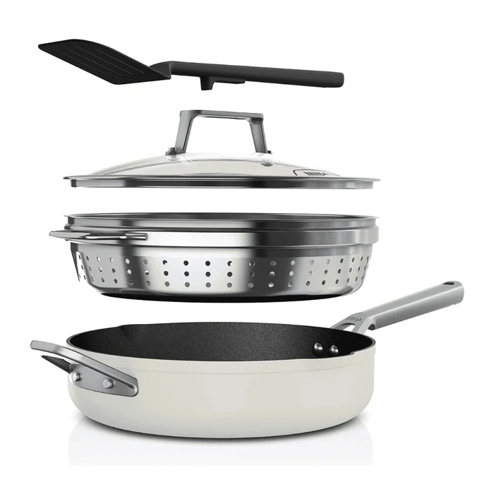 Ninja CW102WH Foodi NeverStick PossiblePan, Premium Set, Vanilla Bean