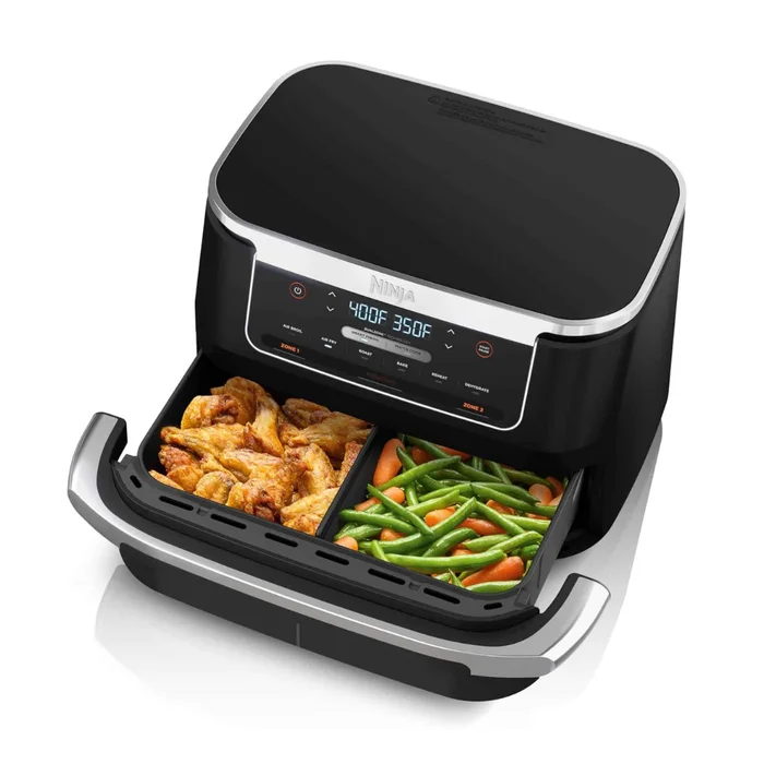 Ninja DZ071 Foodi 6-in-1 DualZone FlexBasket Air Fryer with 7-QT MegaZone & Basket Divider, Black