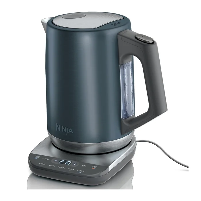 Ninja KT200BL Precision Temperature Electric Kettle, 1500 watts, BPA Free, Stainless, 7-Cup Capacity, Hold Temp Setting, Blue Stainless