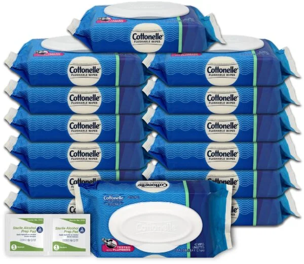 Niro Assortment, Cottonelle Flushable Wipes 14 Packs of 42-588 Cottonelle Wipes Flushable Wet Wipes Plus 100 Prep Cleaning Wipes