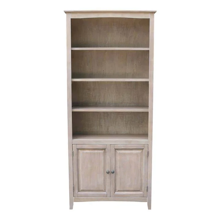 None 72 in. Weathered Taupe Gray Wood 6-shelf Standard Bookcase with Adjustable Shelves