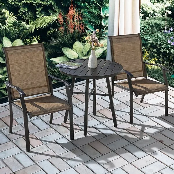 Nuu Garden Stylish and Versatile 3-Piece Patio Bistro Set with Iron Frame in Black and Gold Speckles Finish