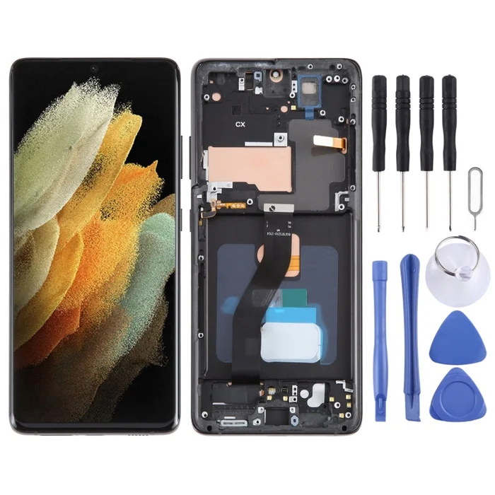 OLED LCD Screen For Samsung Galaxy S21 Ultra 5G SM-G998B Digitizer Full Assembly with Frame, Display Size: 6.78 inch(Black)