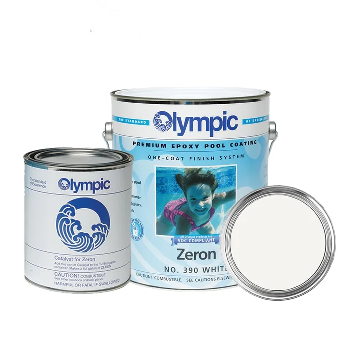 Olympic Pool Paint – Zeron – White – 1 Gallon – two-part epoxy swimming pool paint – one-coat for plaster