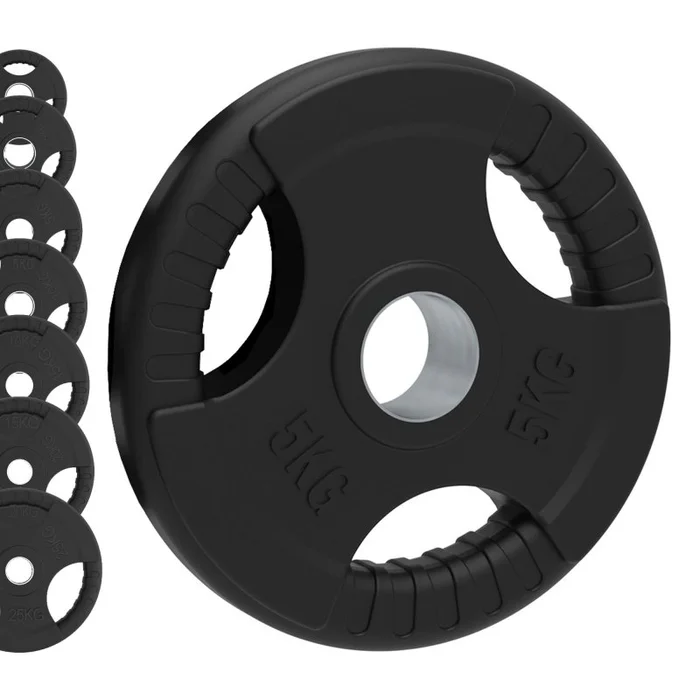 Olympic Tri-Grip Rubber Weight Plates Black Pairs Sets 25kg SET 2.5kg PAIR 10kg PAIR