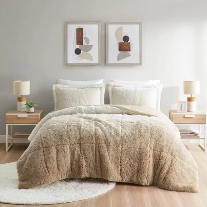 Ombre Shaggy Long Fur Comforter Mini Set GL-B035129362