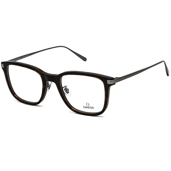 Omega Men’s Eyeglasses – Clear Demo Lens Dark Havana Square Frame | OM5005-H 052