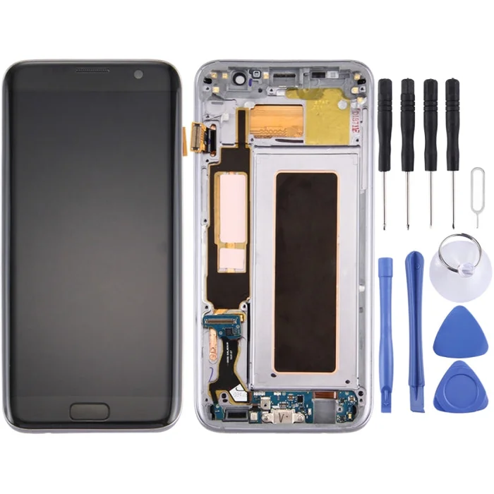 Original LCD Screen and Digitizer Full Assembly with Frame & Charging Port Board & Volume Button & Power Button for Galaxy S7 Edge / G9350(Black)