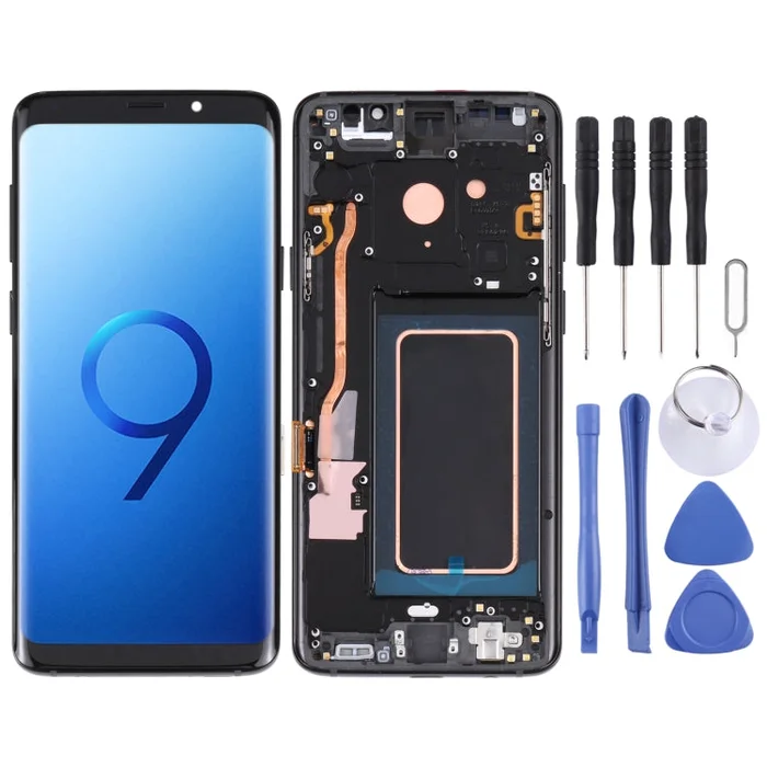 Original Super AMOLED LCD Screen for Galaxy S9 / G960F / DS / G960U / G960W / G9600 Digitizer Full Assembly with Frame (Black)