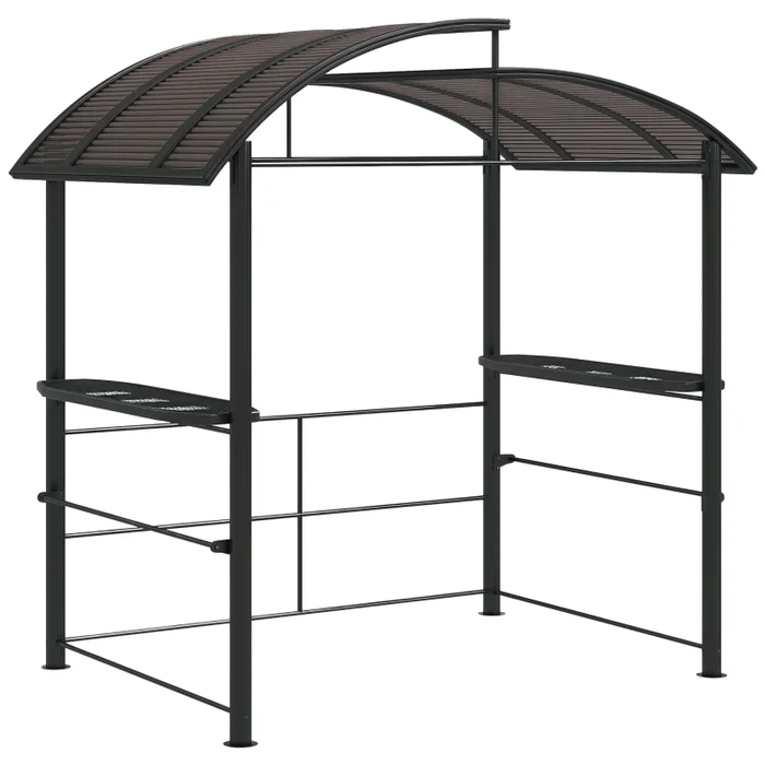 Outsunny 2.4 x 1.5m Grill Gazebo Outdoor BBQ Gazebo Canopy with Side Shelves Hanging Poles Great Ventilation PC Board