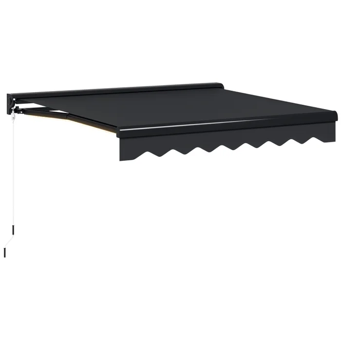 Outsunny 2.5 x 2m Electric Awning with LED Light and Remote Controller, Aluminium Frame Retractable Awning Half Cassette Sun Canopies for Garden Patio Deck Door Window