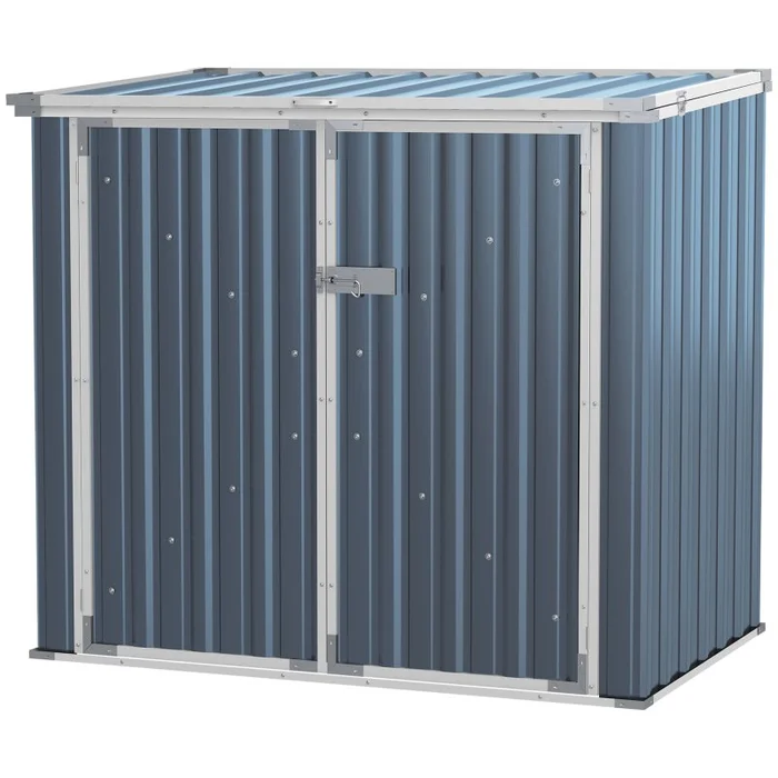 Outsunny 5ft x 3ft 2-Bin Garden Storage Shed, Double Rubbish Metal Storage Shed, Hideaway Dustbin with Locking Doors and Openable Lid, Grey