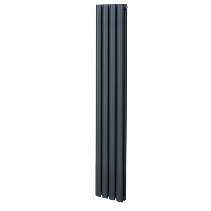 Oval Column Radiator 1600mm x 240mm Modern Designer Double Panel Central Heating Heater Matt Anthracite Grey Carbon Steel Vertical Kitchen Living Room FREE Cleaning Brush Fixing Kit & Brackets